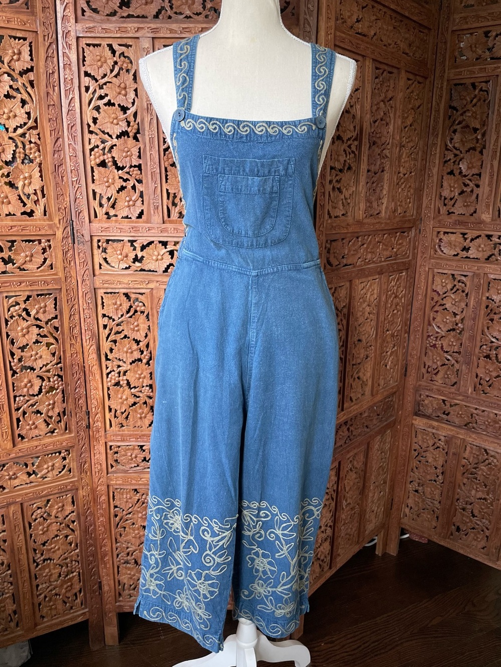 Sacred Threads Boho Festival Cotton Embroidered Slouchy Overall Pants Jumpsuit